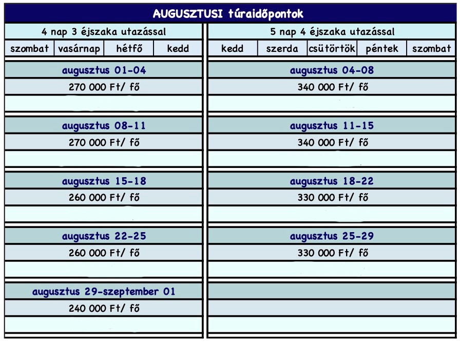 Júniusi túraidőpontok